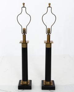 Pair of French Empire Style Column Table Lamps, circa 1950s