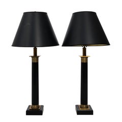 Pair of French Empire Style Column Table Lamps, circa 1950s