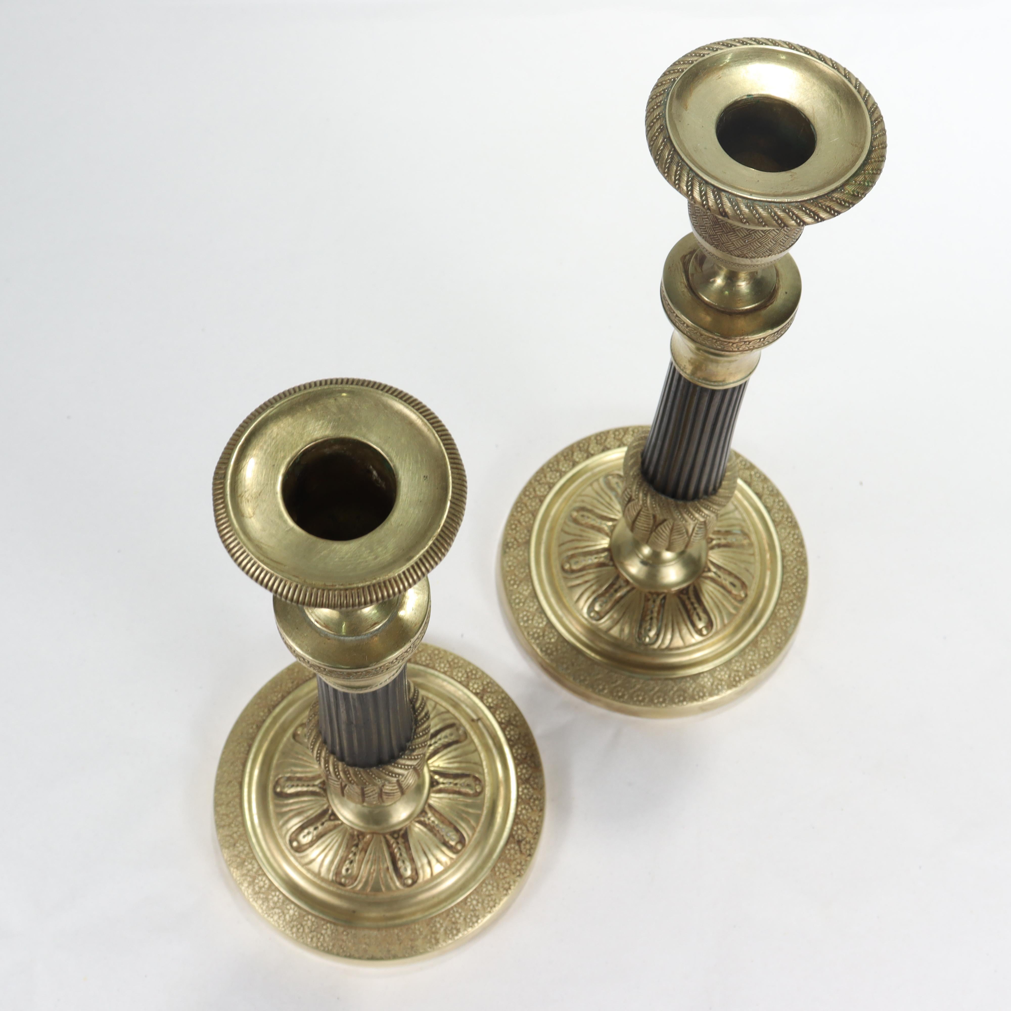 Pair of French Empire Style Gilt Bronze Candlesticks For Sale 9