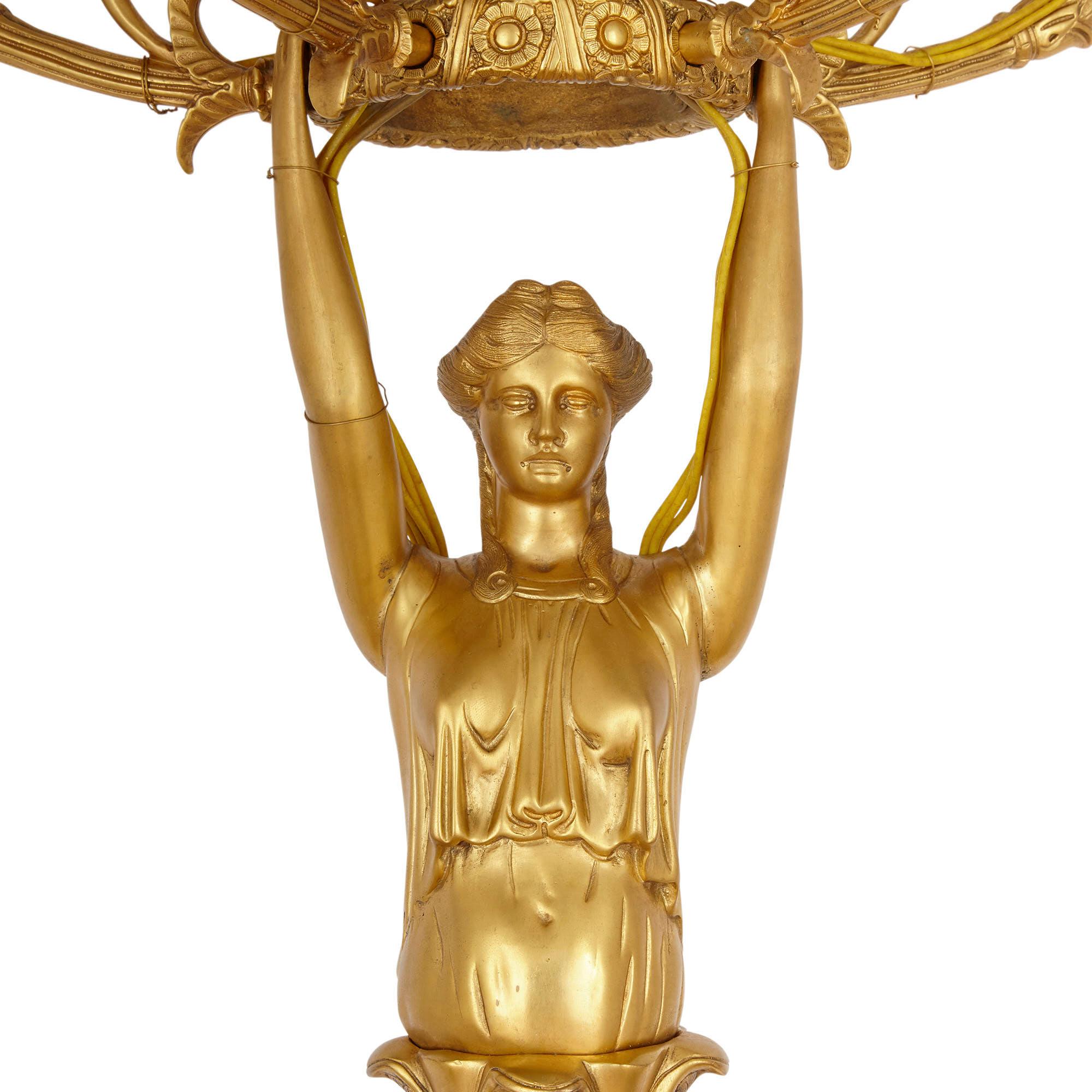 Doré Paire d'appliques françaises de style Empire en bronze doré en vente