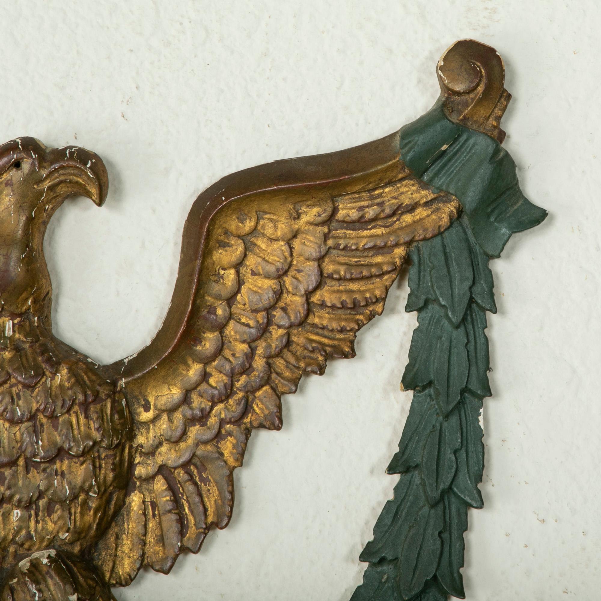 Pair of French Empire Style Gilt Wood Sconces with Eagles, Circa 1900 For Sale 2