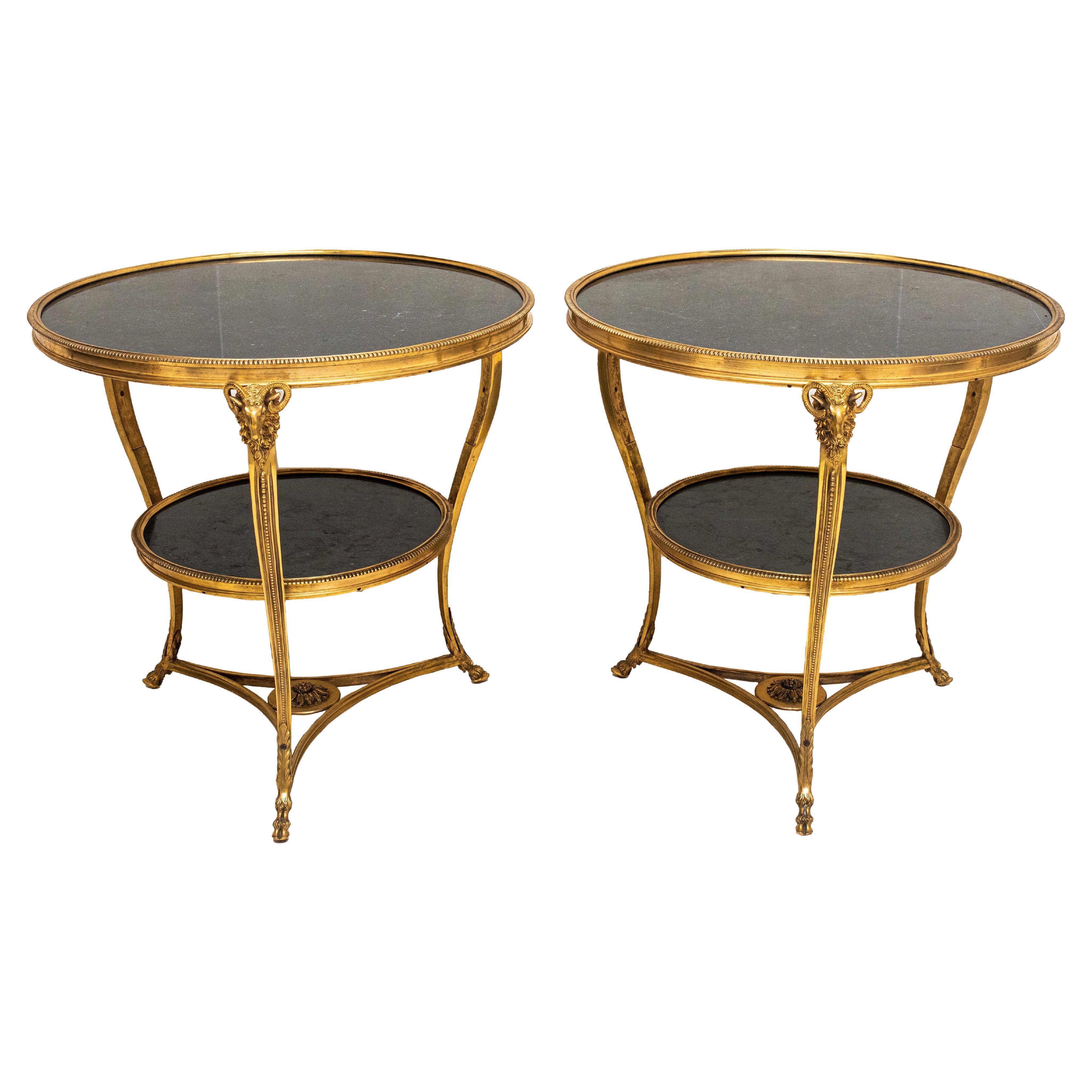 Pair of French Empire Style Gueridon Tables