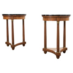 Pair of French Empire Style Marble Top Side Tables by Baker