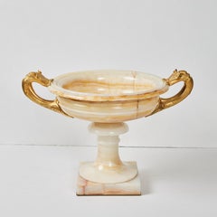Pair of French Empire Style Onyx and Gilded Bronze Tazzas