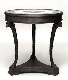 Pair of French Empire Style Round Bronze Gueridon Tables