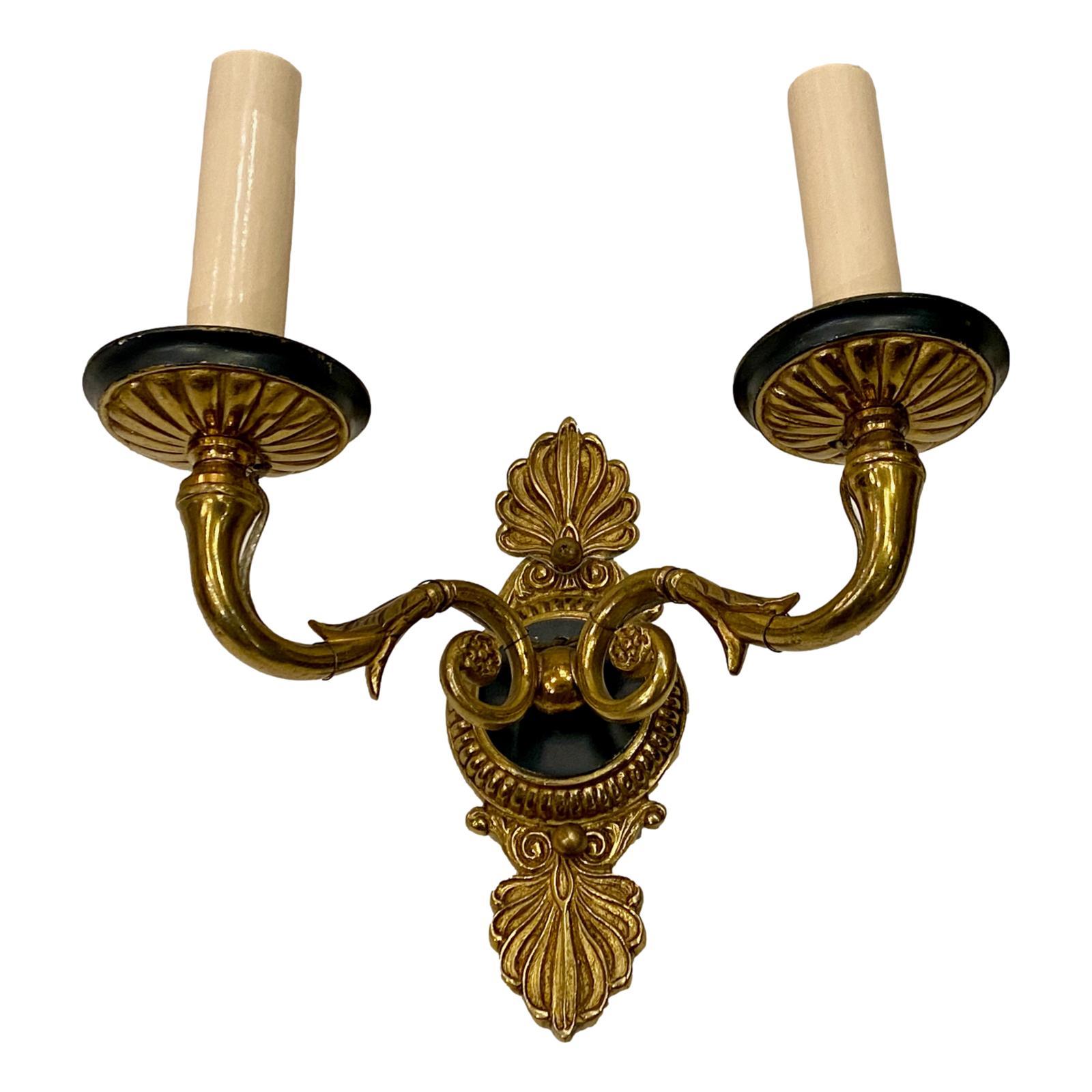 Early 20th Century Pair of French Empire Style Sconces For Sale