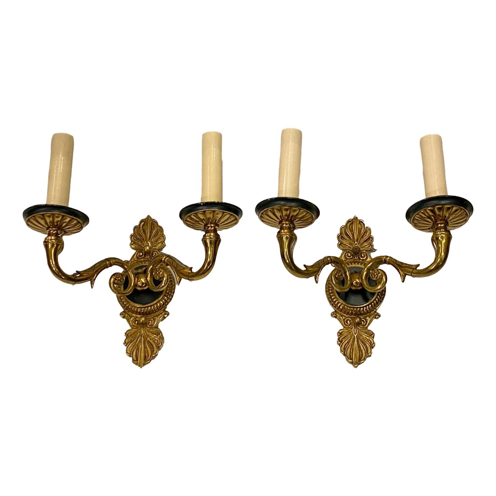 Pair of French Empire Style Sconces For Sale
