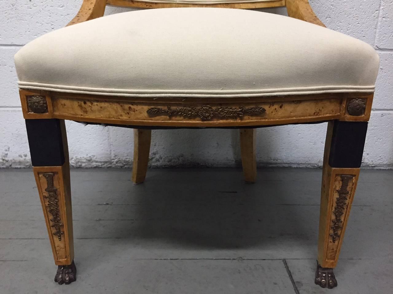 Pair of French Empire Style Side Chairs For Sale 1