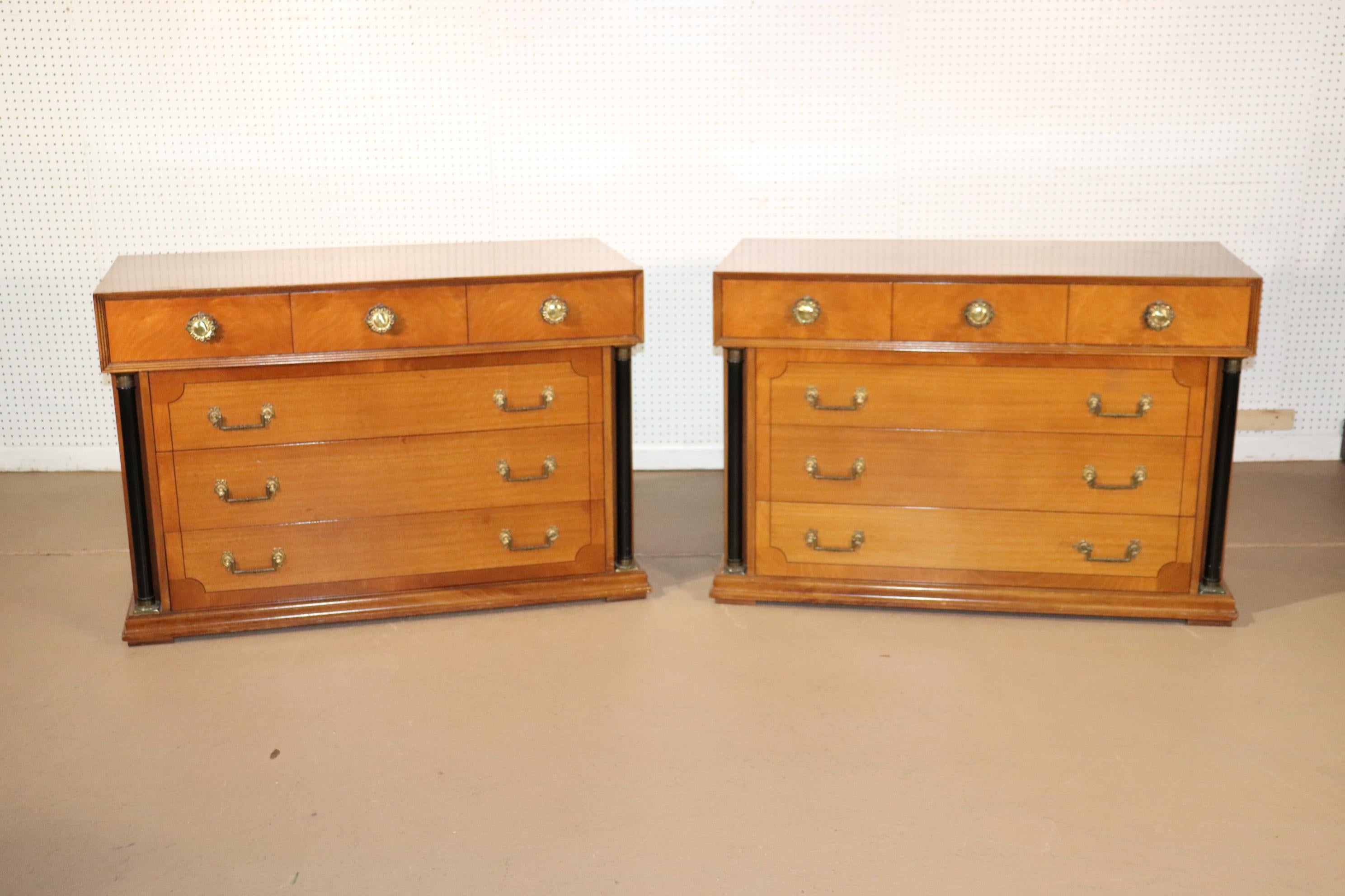 These each measure 48 inches wide x 22 inches deep and 33 inches tall. The commodes are in good condition and have mild signs of wear and use.
