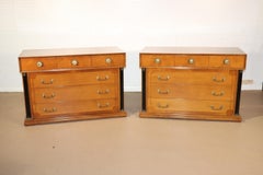 Pair of French Empire Style Solid Cherry Ebonized Dressers Commodes