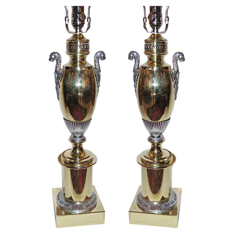 Paar französische Tischlampen im Empire-Stil