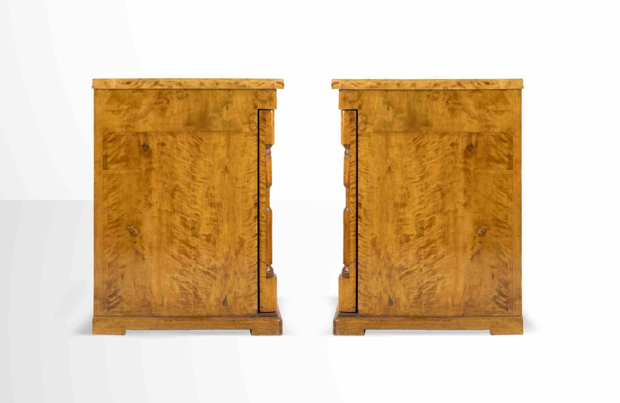 Pair of French Empire Style Walnut Night Tables, Late 19th Century For Sale 4