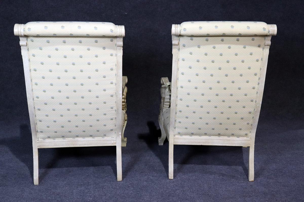 Pair of French Empire Style Winged Maiden Armchairs 1