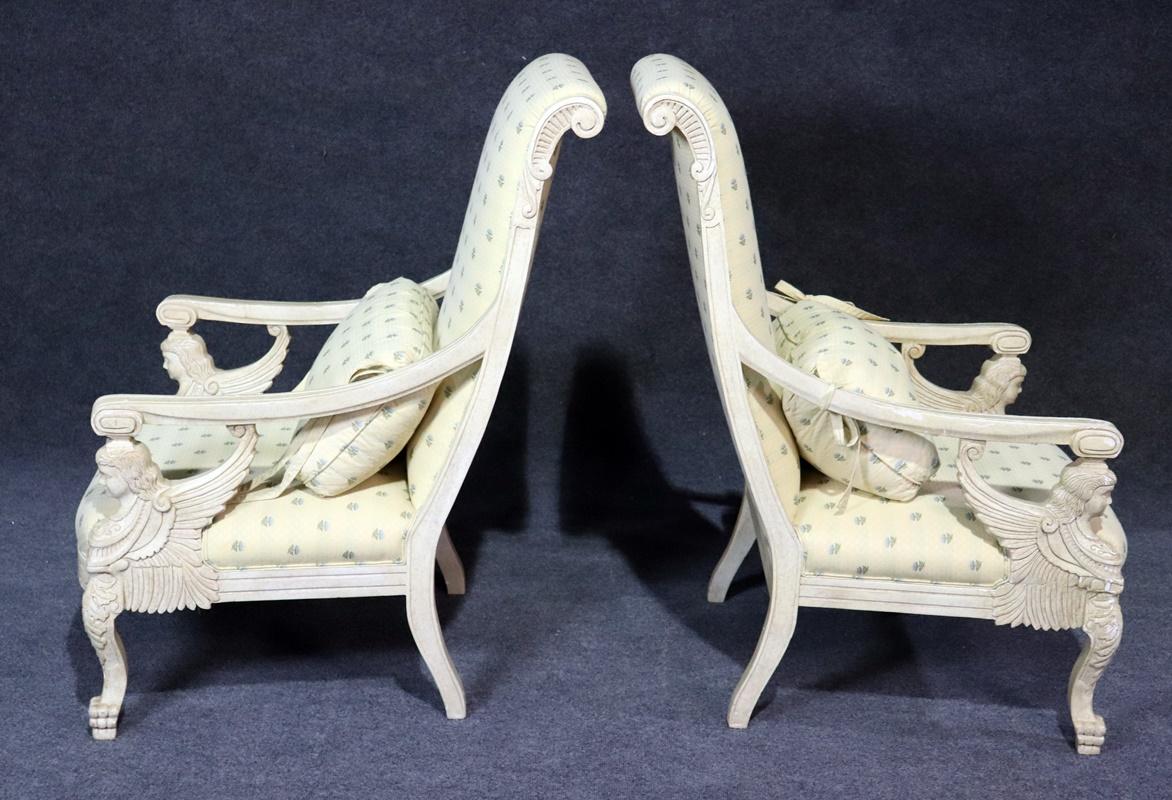 Pair of French Empire Style Winged Maiden Armchairs 2