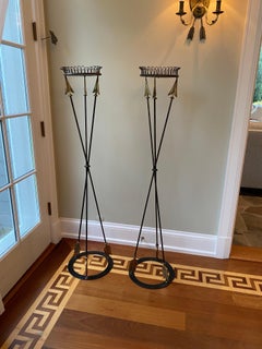 Pair of French Empire Tole Torchere/Jardiniere Plant Stands