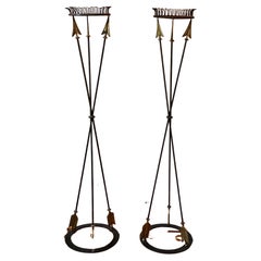 Pair of French Empire Tole Torchere/Jardiniere Plant Stands