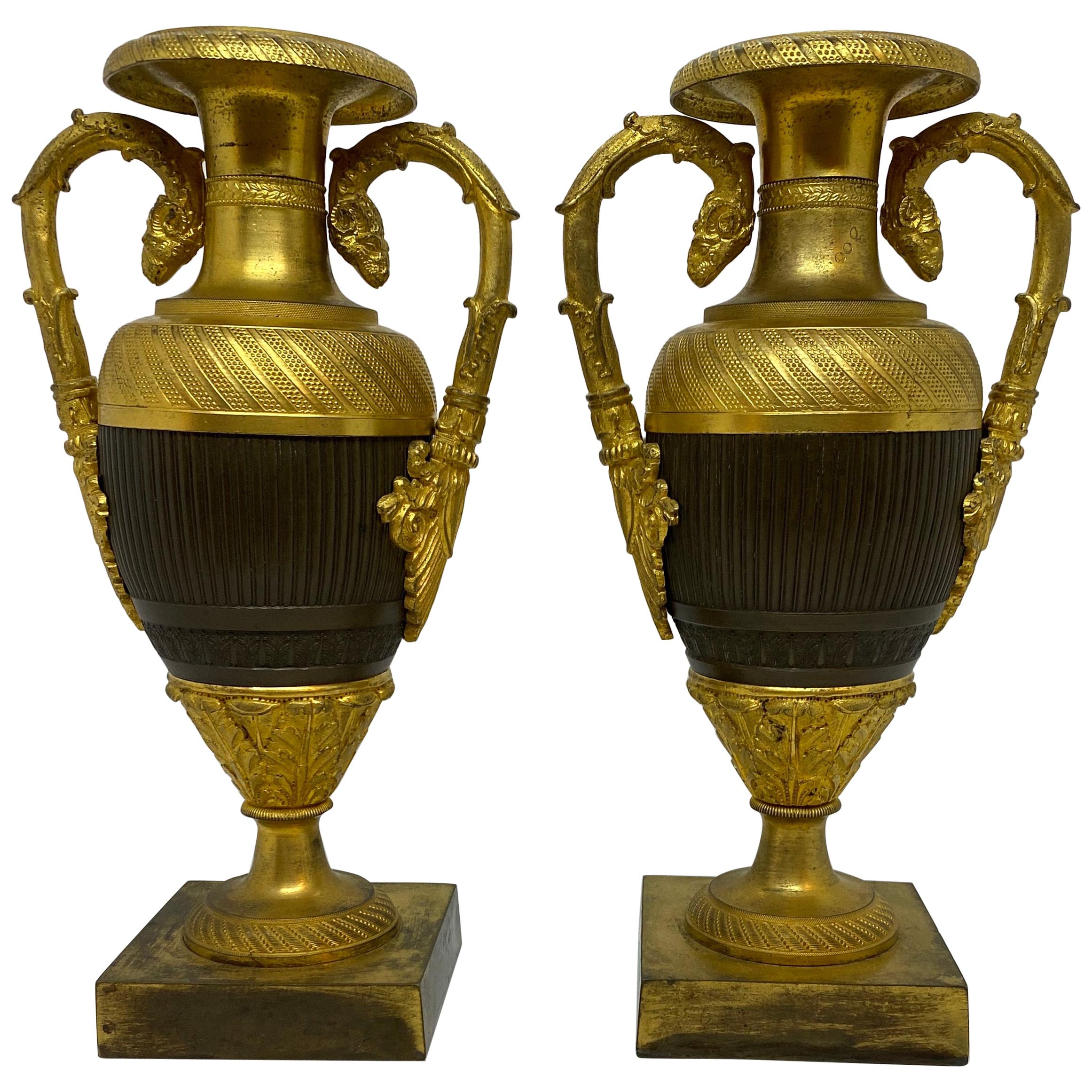 Pair of French Empire Urns For Sale