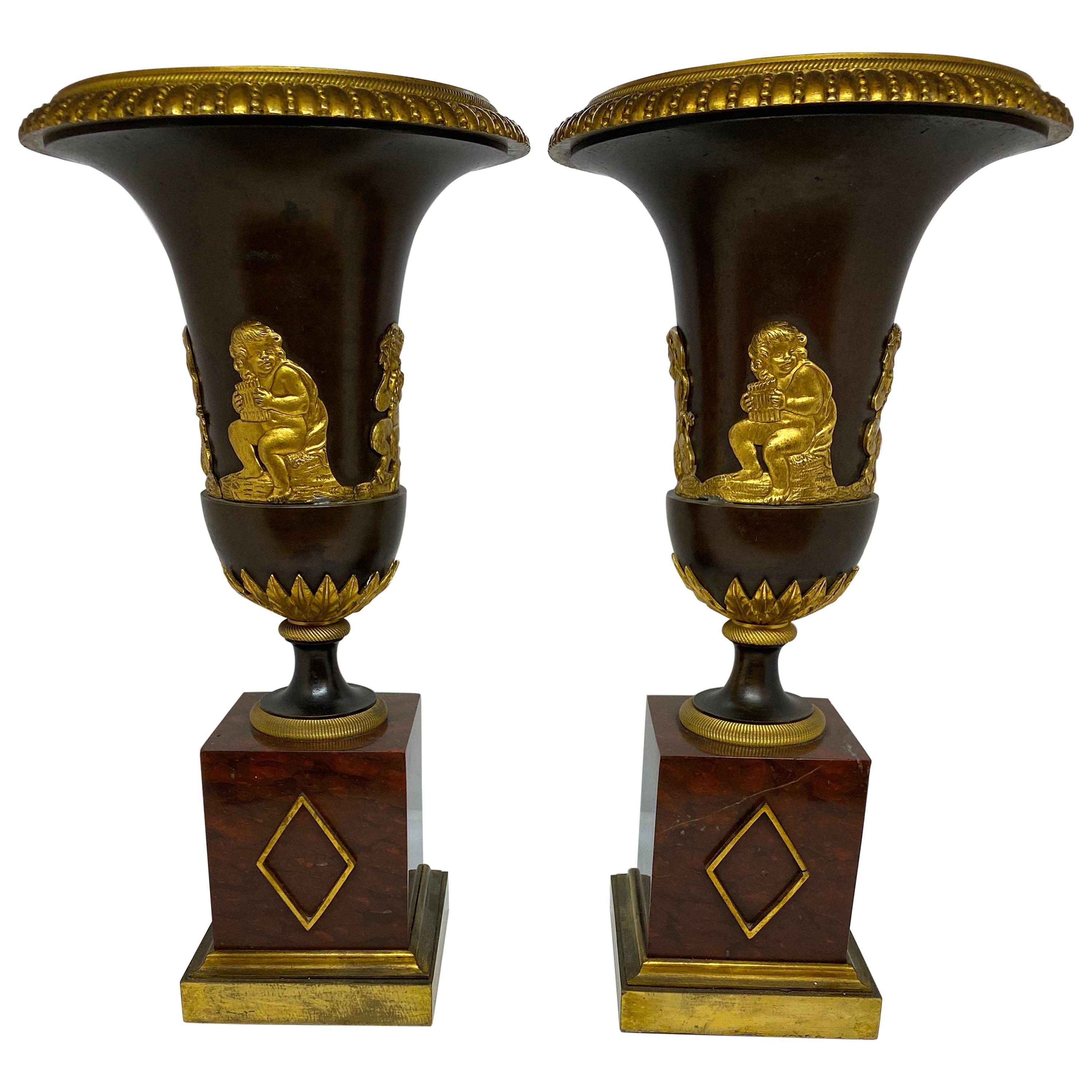 Pair of French Empire Vases as Lamps For Sale