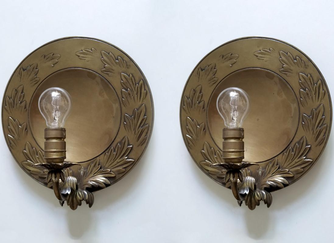 Neoclassical Pair of French Empire Vintage Wall Applique Lights Objects Sconces, 1920s For Sale