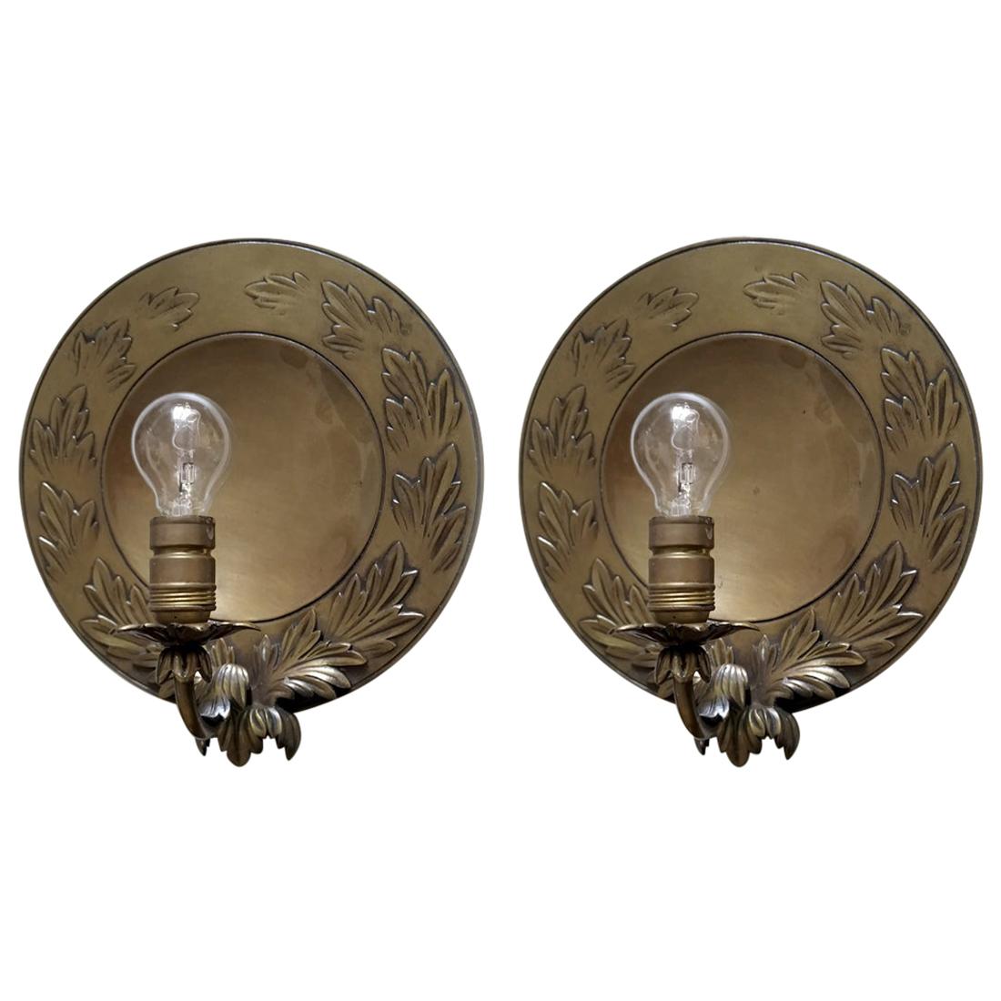Pair of French Empire Vintage Wall Applique Lights Objects Sconces, 1920s For Sale