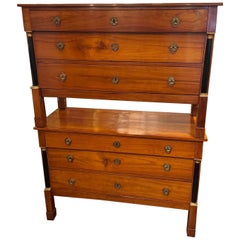 Pair of French Empire Walnut Commodes