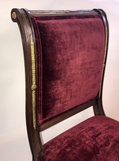 Pair of French Empire Winged Lion Gilt Bronze Ormolu-Mounted Side Chairs