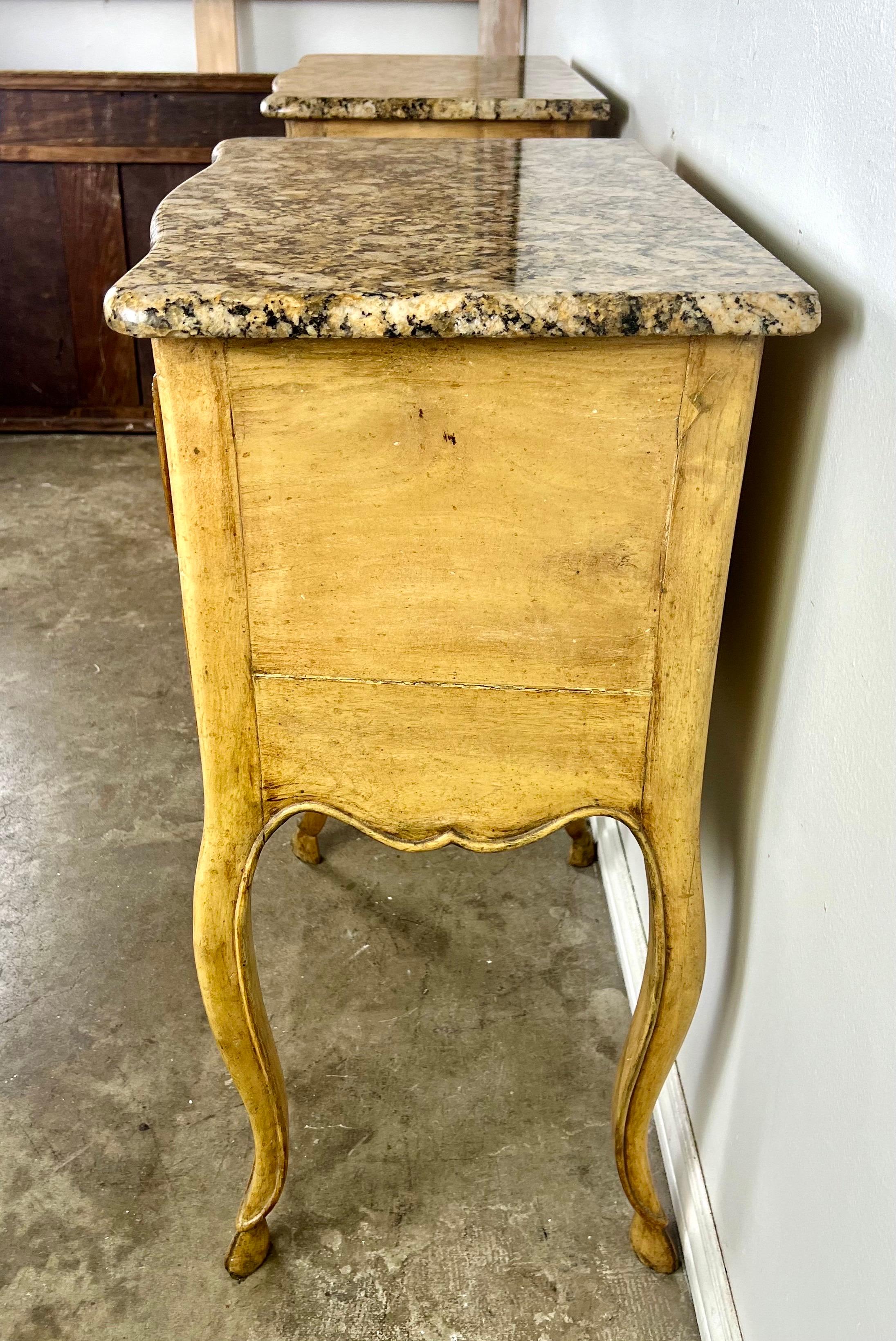 Pair of French End Table w/ Drawers and Granite Tops C. 1930's For Sale 8