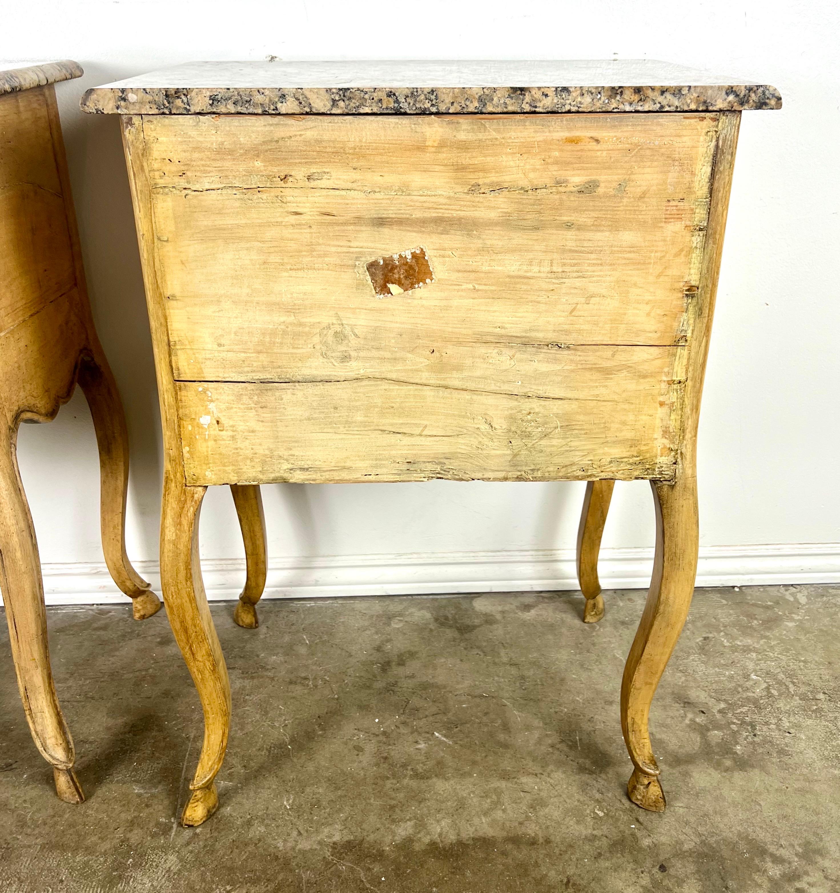Pair of French End Table w/ Drawers and Granite Tops C. 1930's For Sale 10