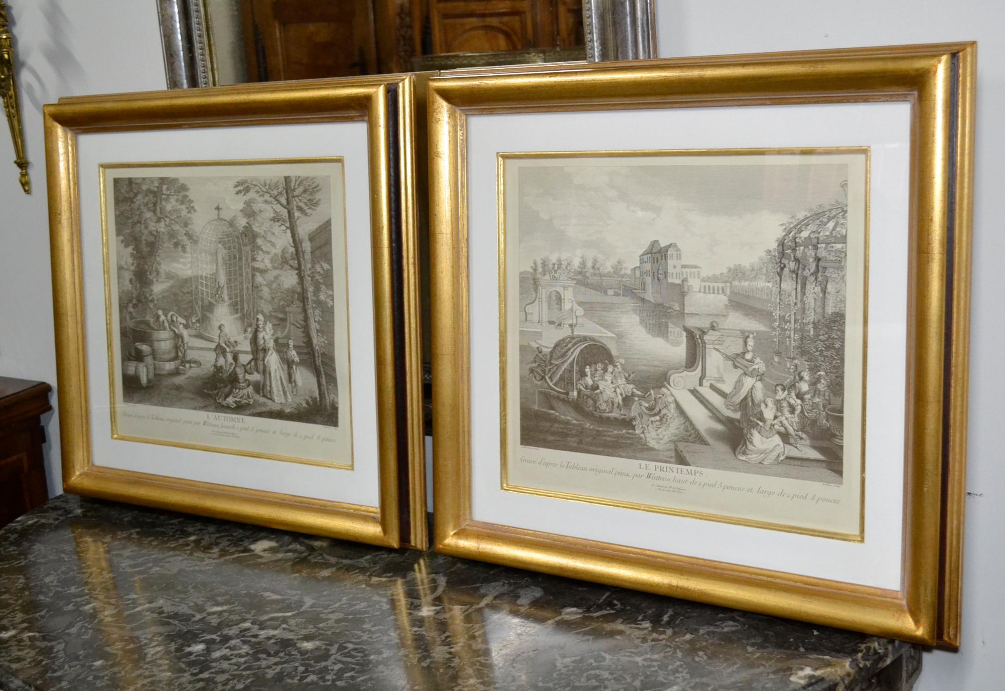 Pair of French Engraving by A. Watteau 4