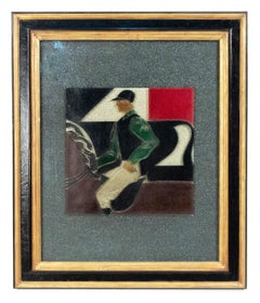 Pair of French Etched Polo Player Wall Plaques