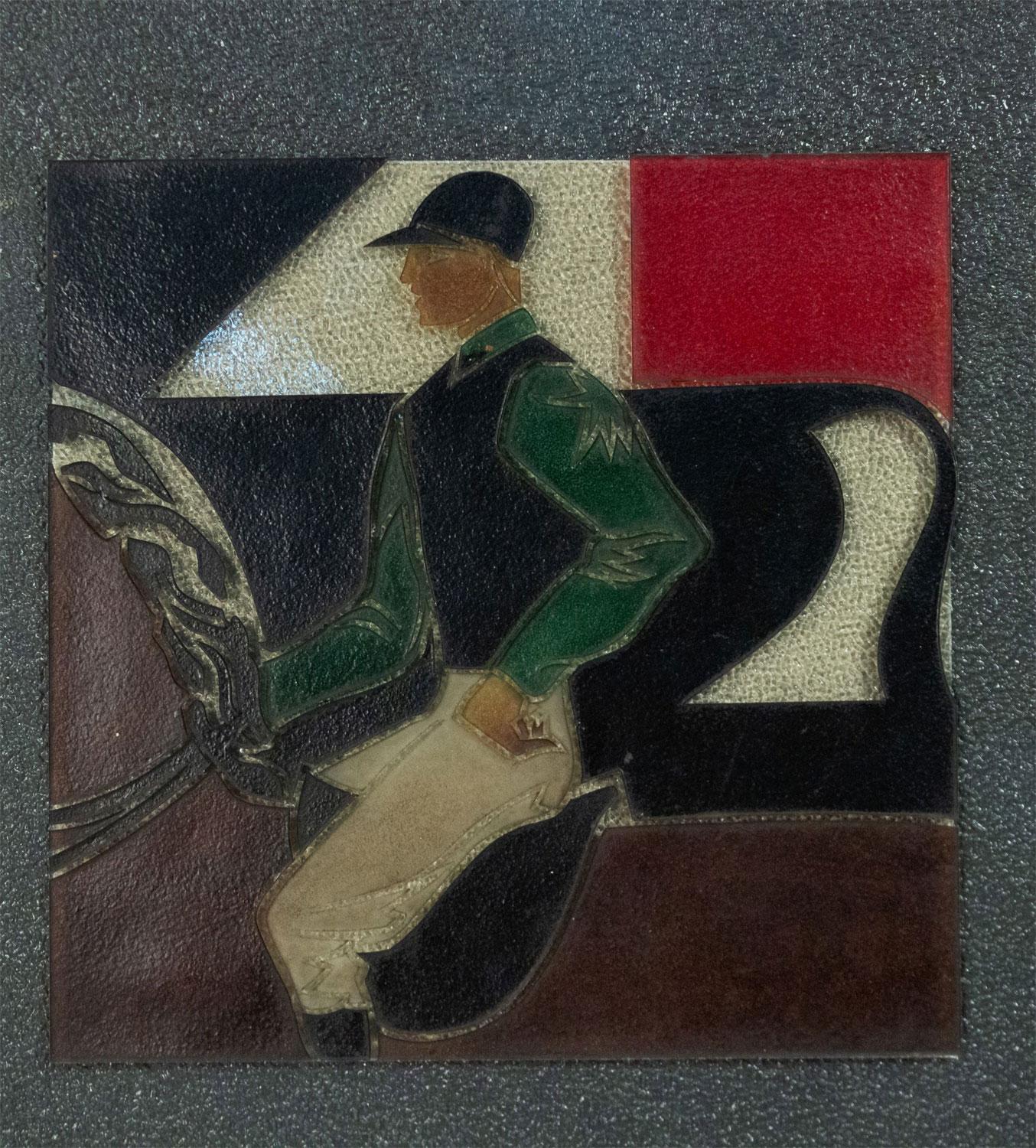 Pareja de placas de pared grabadas francesas de jugadores de polo Moderno de mediados de siglo en venta