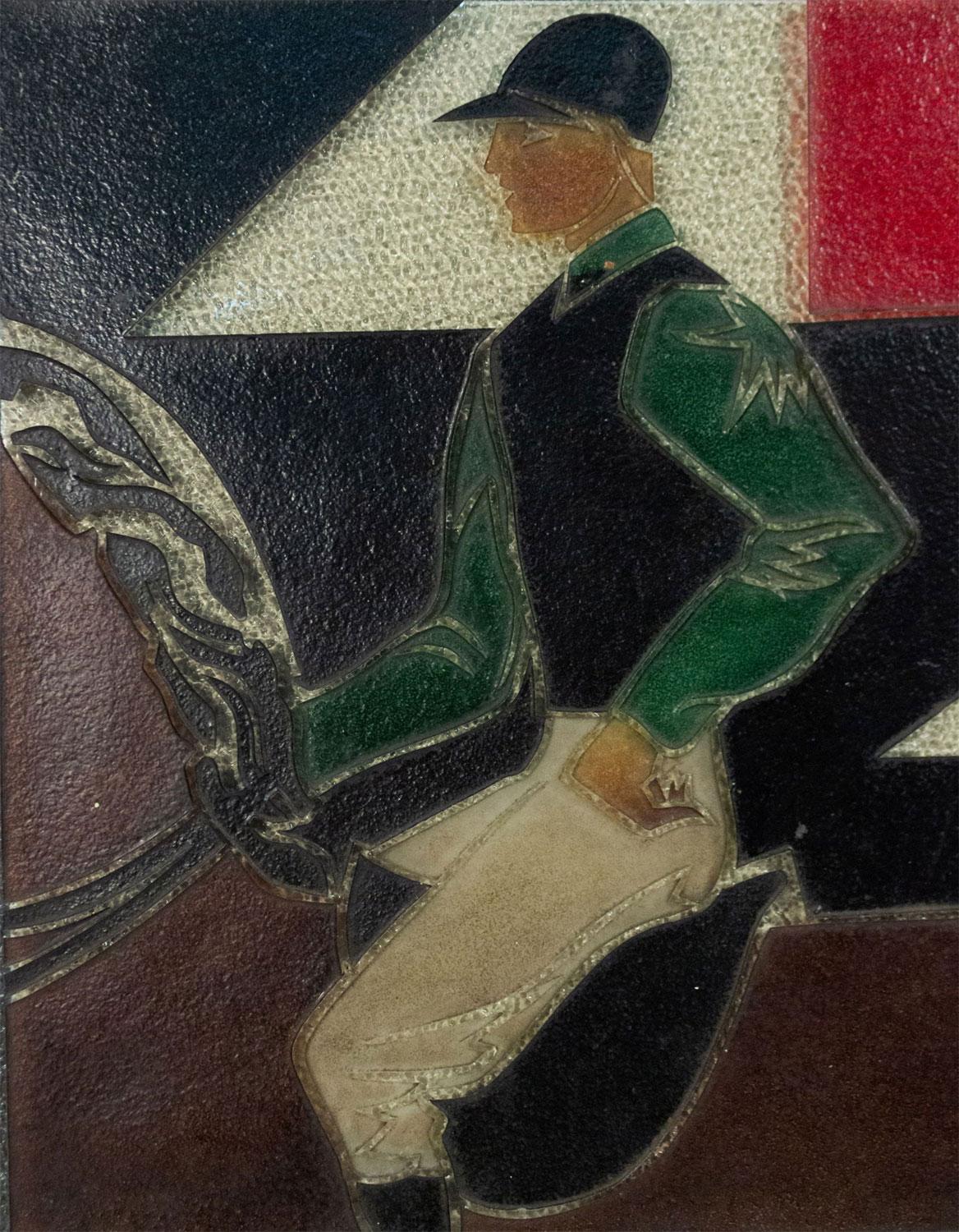 Pareja de placas de pared grabadas francesas de jugadores de polo en Bueno estado para la venta en Queens, NY