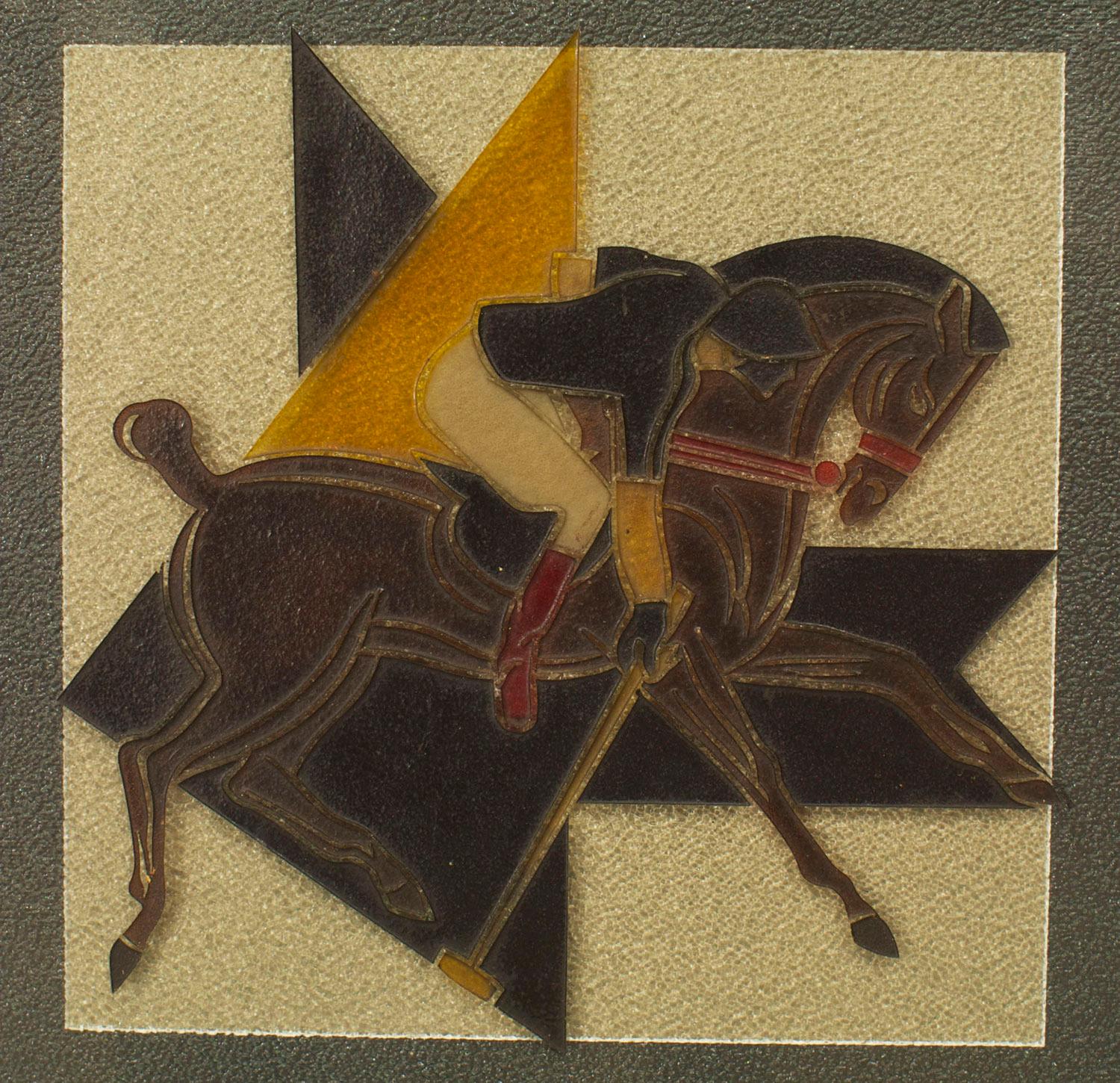 Pareja de placas de pared grabadas francesas de jugadores de polo siglo XX en venta