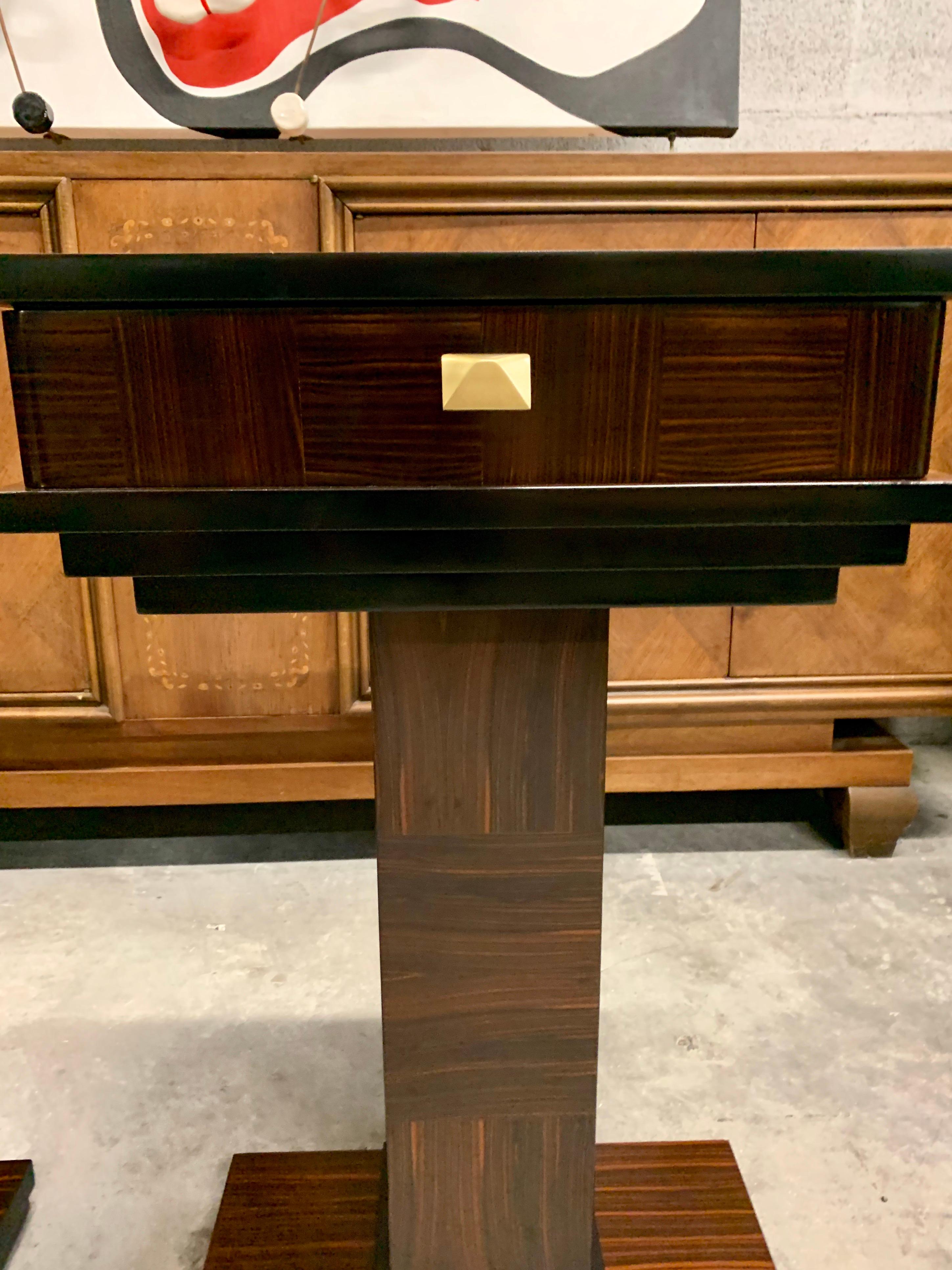 Pair of French Exotic Macassar Ebony Nightstand or Side Tables, 1940s 13