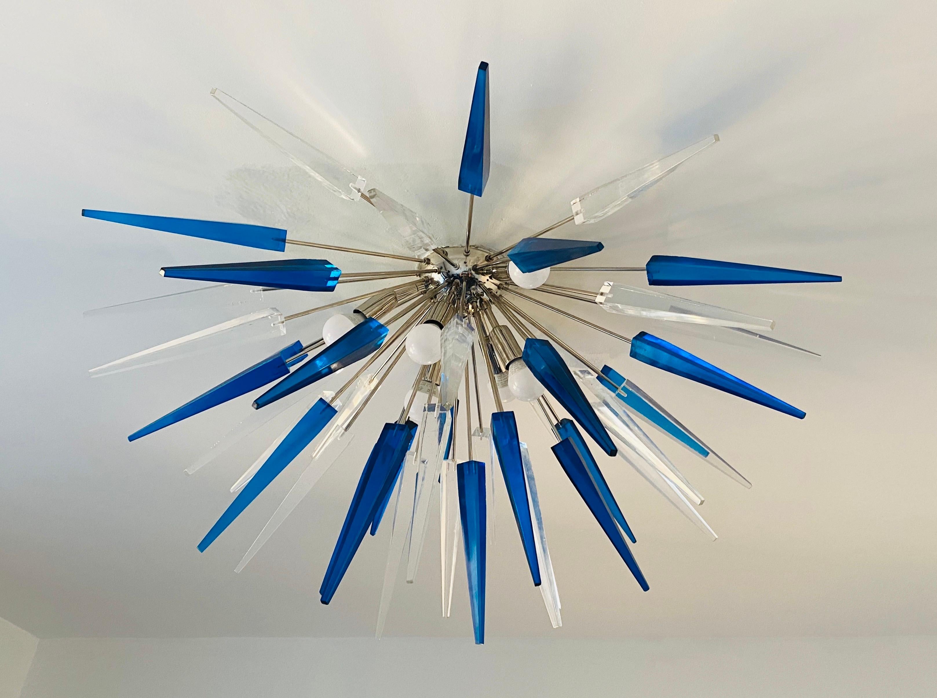 Pair of French Exploding Fireworks Flush Pendant Light In Excellent Condition For Sale In New York, NY