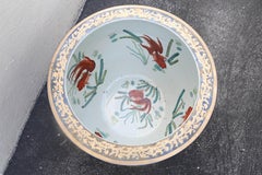 Pair of French Export Fish Bowl Planter 24-Karat Gold Gilt & Navy Blue Elegant