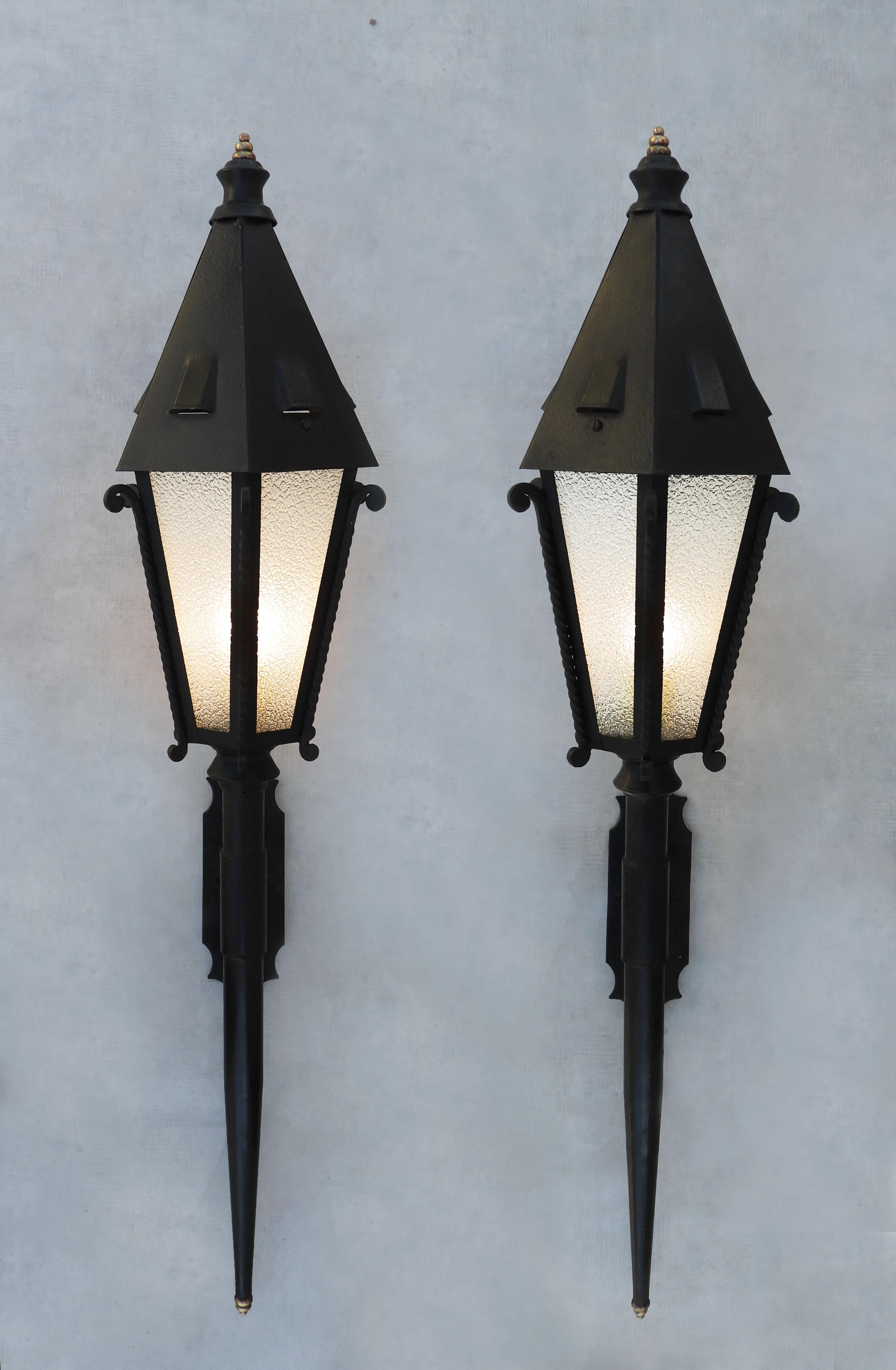 Large French Outdoor Torchère Lanterns C1950 3