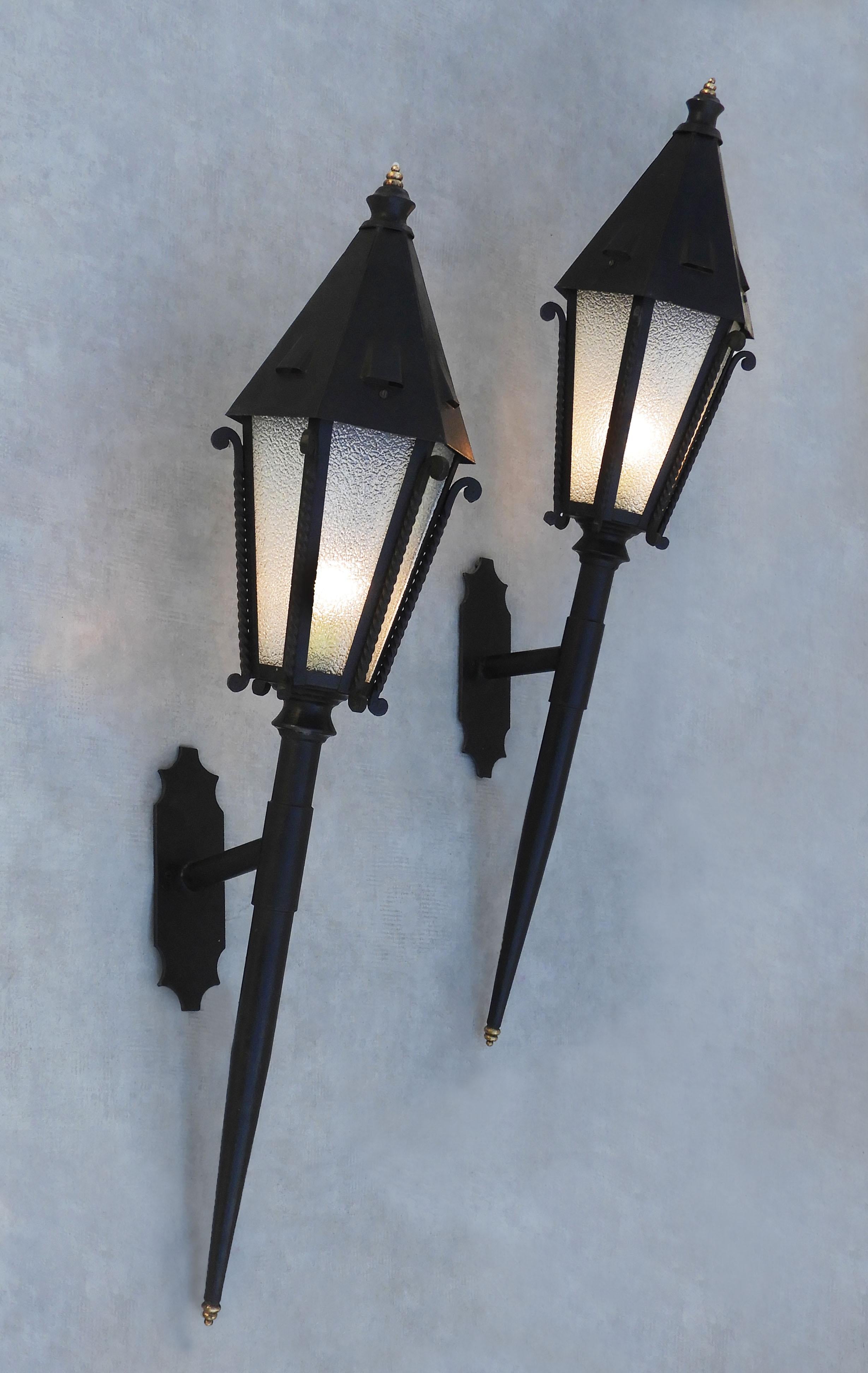 Large French Outdoor Torchère Lanterns C1950 4