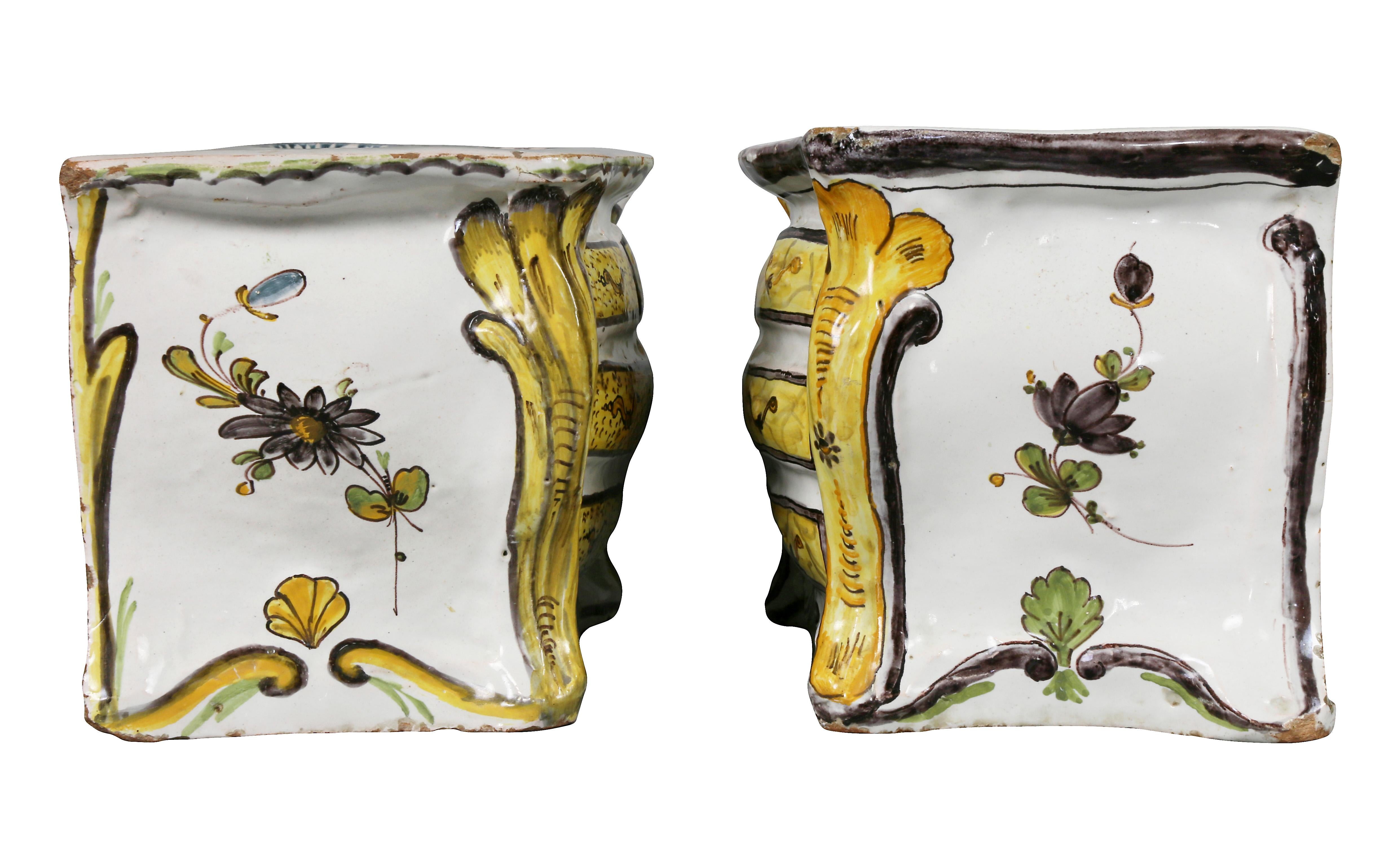 Pair of French Faience Bough Pots in the Form of Commodes For Sale 1