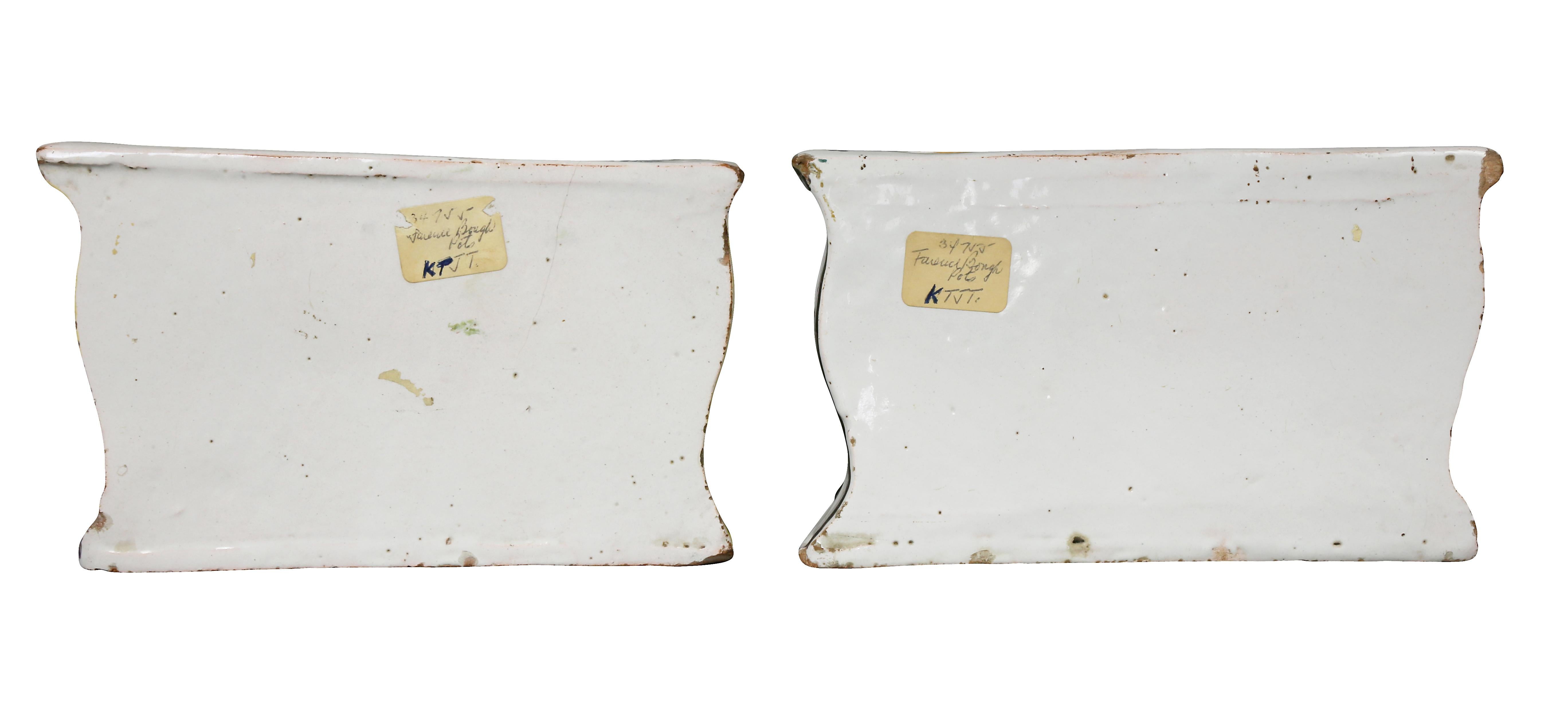 Pair of French Faience Bough Pots in the Form of Commodes For Sale 3