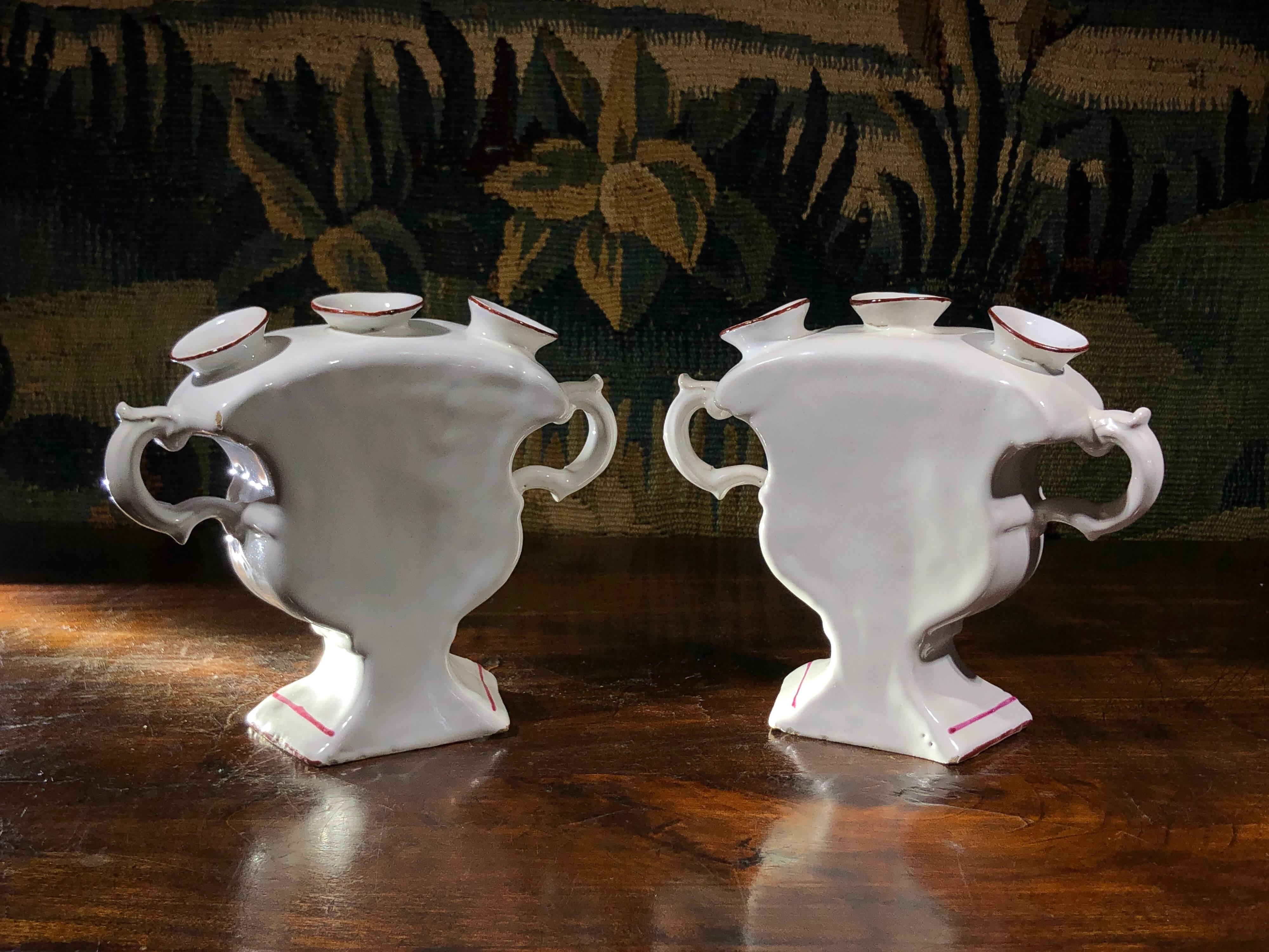 Pair of French Faience Tulip Vases, Prob. Luneville, 19th Century 1