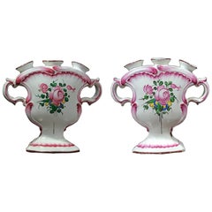 Pair of French Faience Tulip Vases, Prob. Luneville, 19th Century