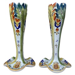 Antique Pair of French Faience Vases Circa 1900