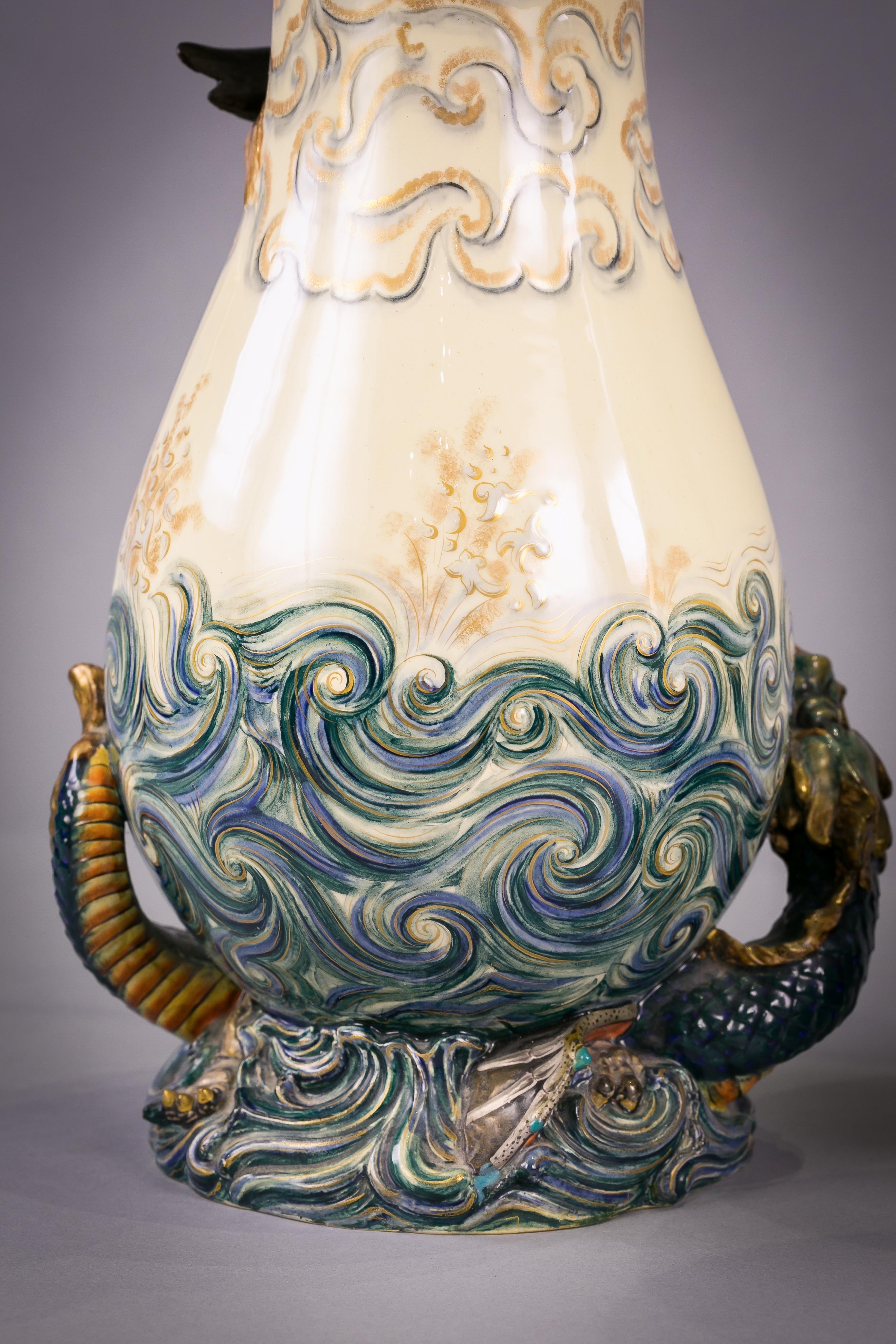 Pair of French Faience Vases, Luneville, circa 1875 For Sale 4