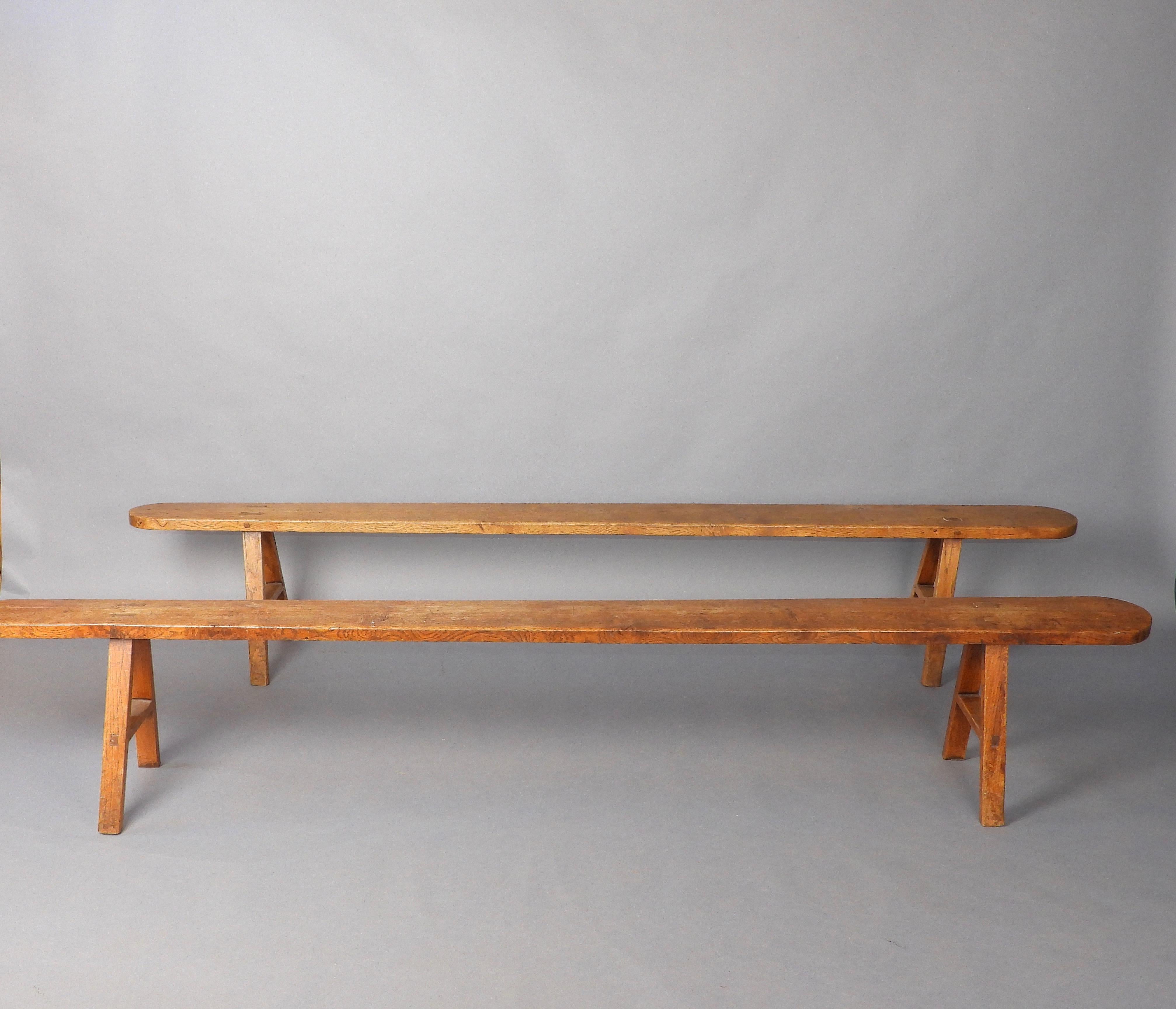Pair of French farmer style bench For Sale 2