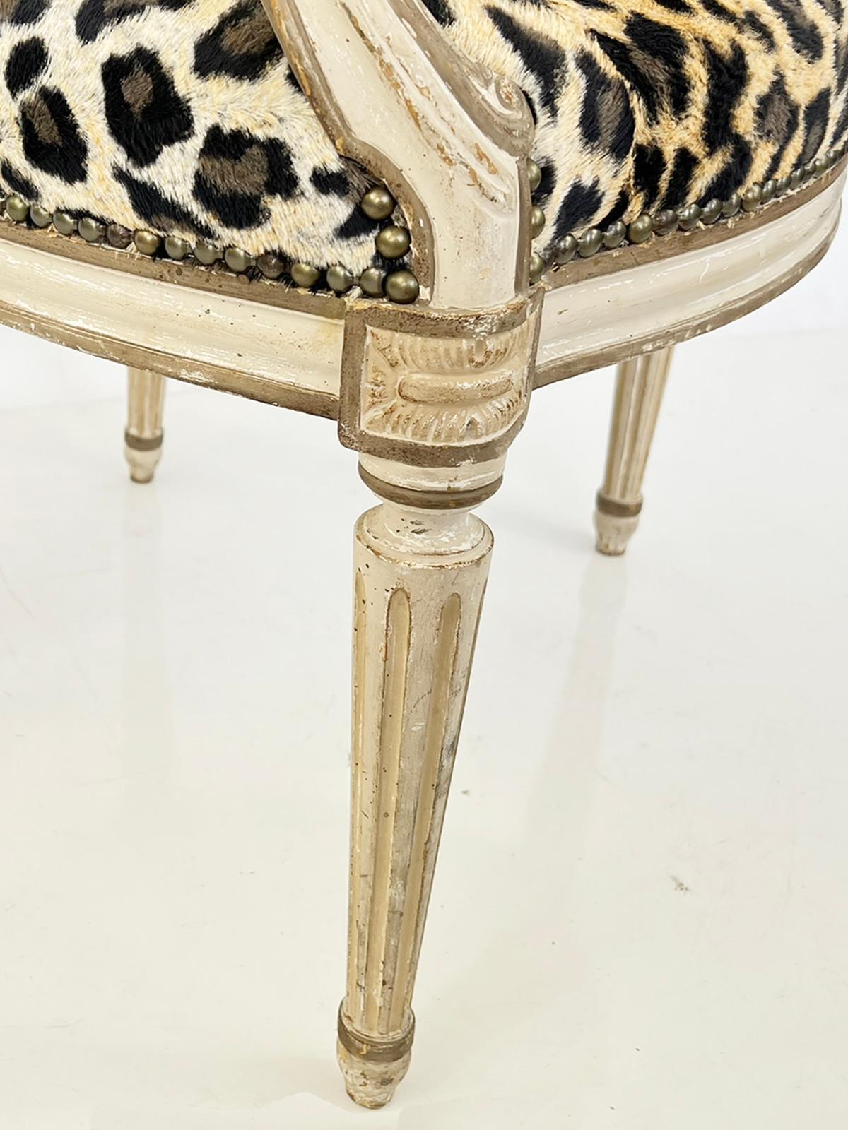 Mid-20th Century Pair of French Fauteuils, Upholstered in Faux Cheetah Print For Sale