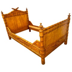 Pair of French Faux Bamboo Beds, Late 19th Century