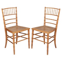 Vintage Pair of French Faux Bamboo Chairs