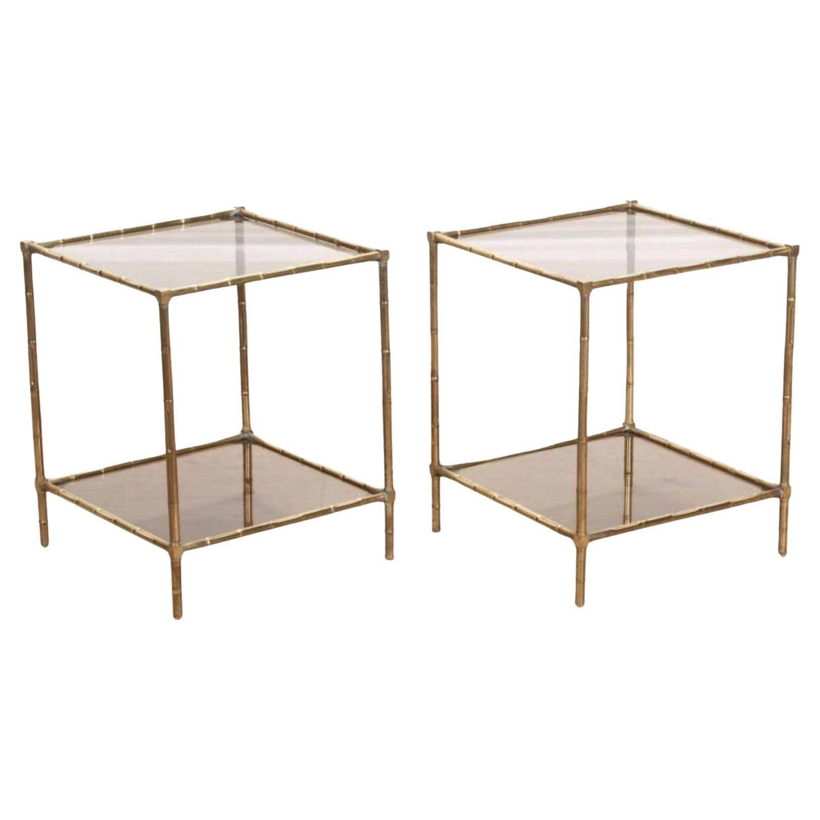 Paar französische Faux Bamboo End Tables