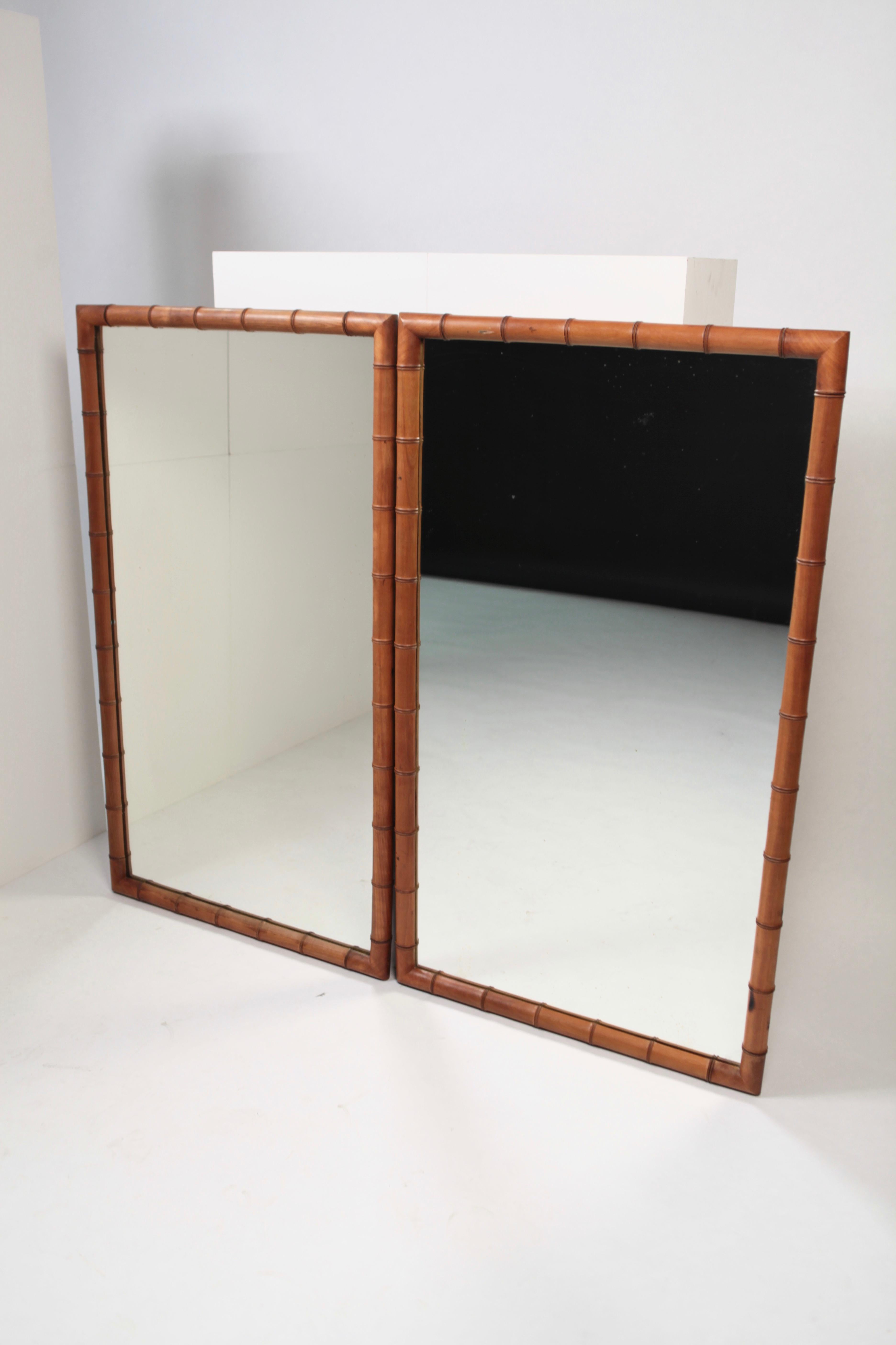 Pair of French Faux Bamboo Mirrors in Walnut, France, circa 1890 5